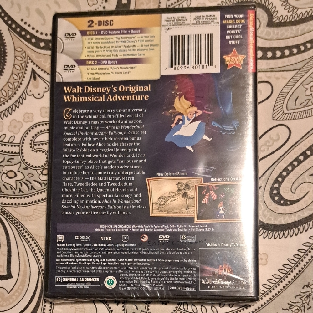 Disney SEALED Alice in Wonderland Special Edition DVD - Picture 2 of 4